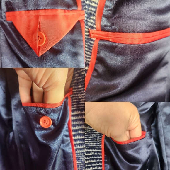 J.Crew Classic Preppy Winter Wool Blend Tailored Topcoat Navy Blue Plaid 2 - Picture 15 of 16